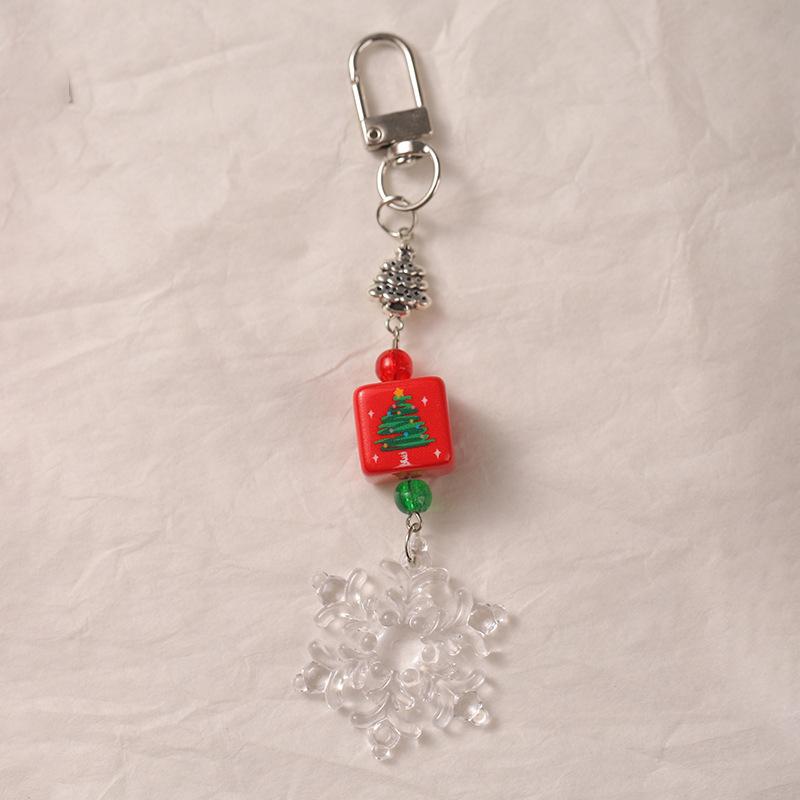 Bożonarodzeniowy koralikowy łańcuszek do telefonu komórkowego zawieszka do torebki Boże Narodzenie urocza dziewczęca serce plecak brelok zawieszka płatek śniegu