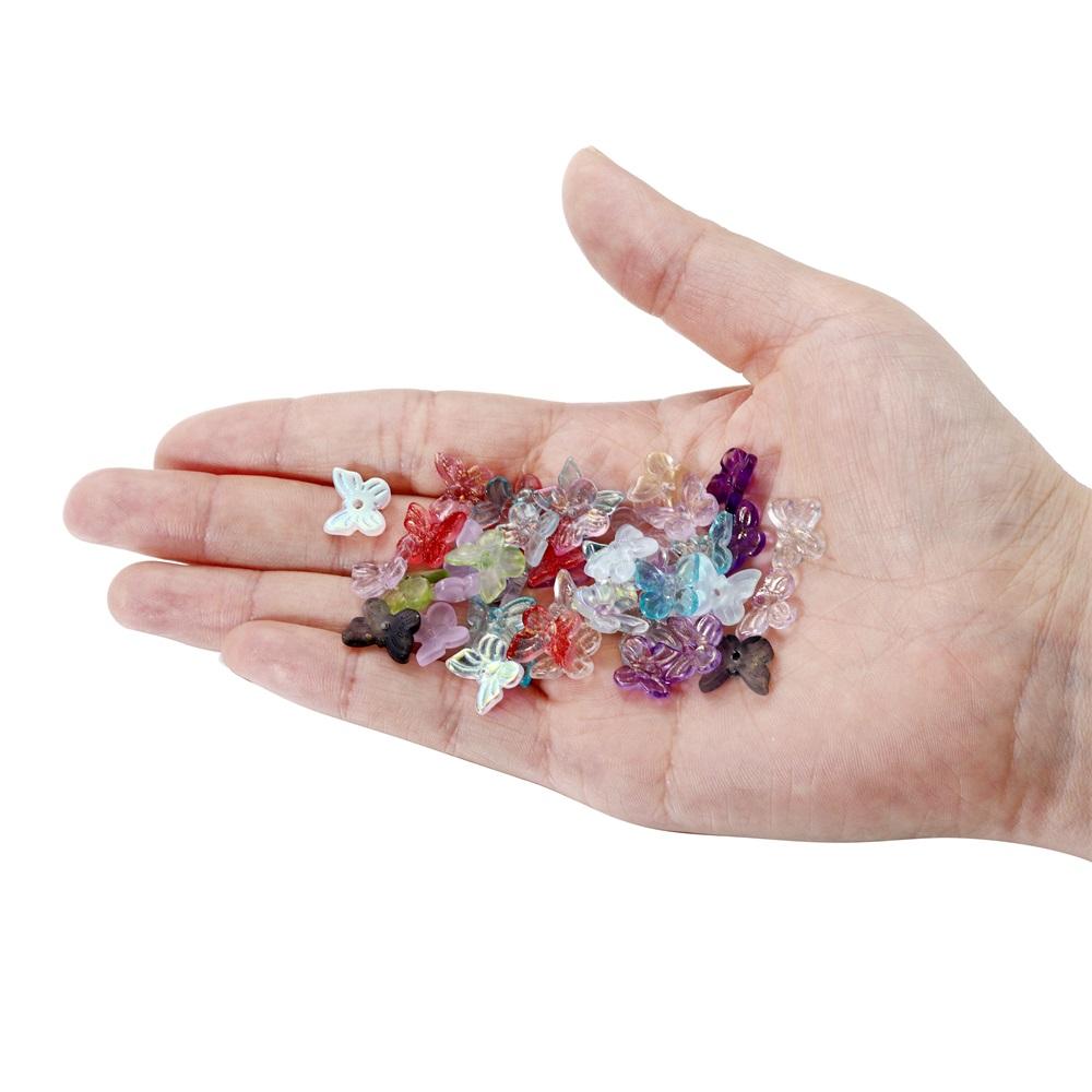 50pcs/bag Mixcolour  Butterfly Shape Glass Bead Seed Beads Loose Beads Bracelet For DIY Jewelry Making Finding Accessories