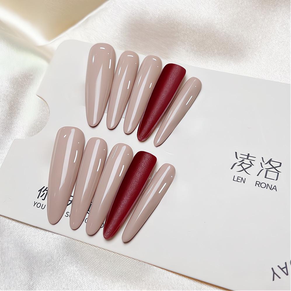 Press On Nails Long Stiletto Glitter Fake Nails Press Ons with Design Reusable Acrylic False Nail Full Cover Glue On Nail Stick On Nail for Women