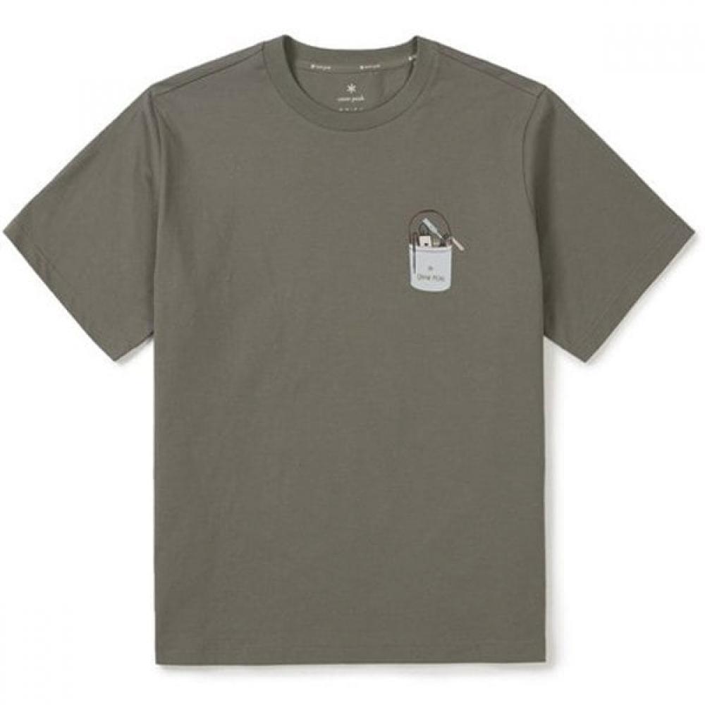 Snowpeak Men CoTTon BoTanic Graphic S S T ShirT Khaki M Size gS S26MufTS60