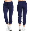Women S Cargo Casual Elastic Waist Drawstring Side Pocket Long Pants