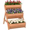 3 Tier Raised Garden Bed Wooden Elevated Planter Box Kit, 66L for Flower, Vegetable, Herb, 65x75x78cm, Brown