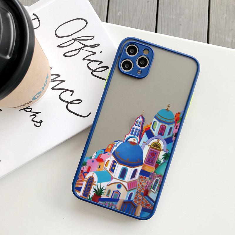 Oia Santorini Greece Church Hand Painted Print Phone Case for iPhone 15 14 11 12 13 Pro Max 6s 7 8 Plus SE2 X XR XS MAX Cover