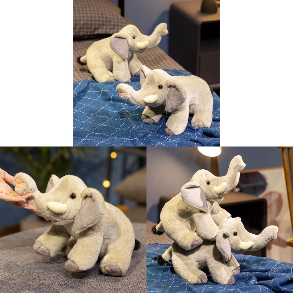 Cute Gray Elephant Plush Toy With Short Velvet Fur For Kids Birthday Gift