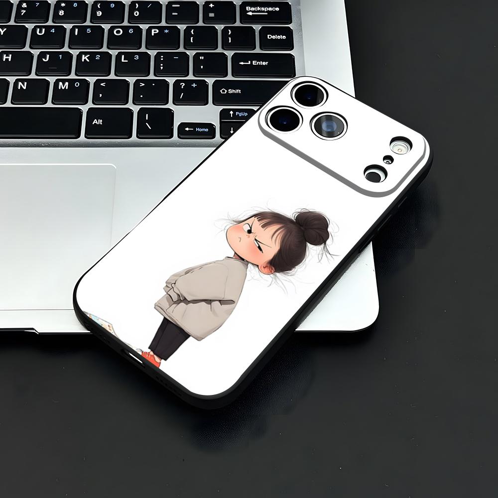 

Cute Angry Little Girl Phone Case For IPhone 17 Air 16 E Pro Max 15 14 13 Mini 12 Pro 11 Max Plus Black Soft Shell iPhone 16 Plus