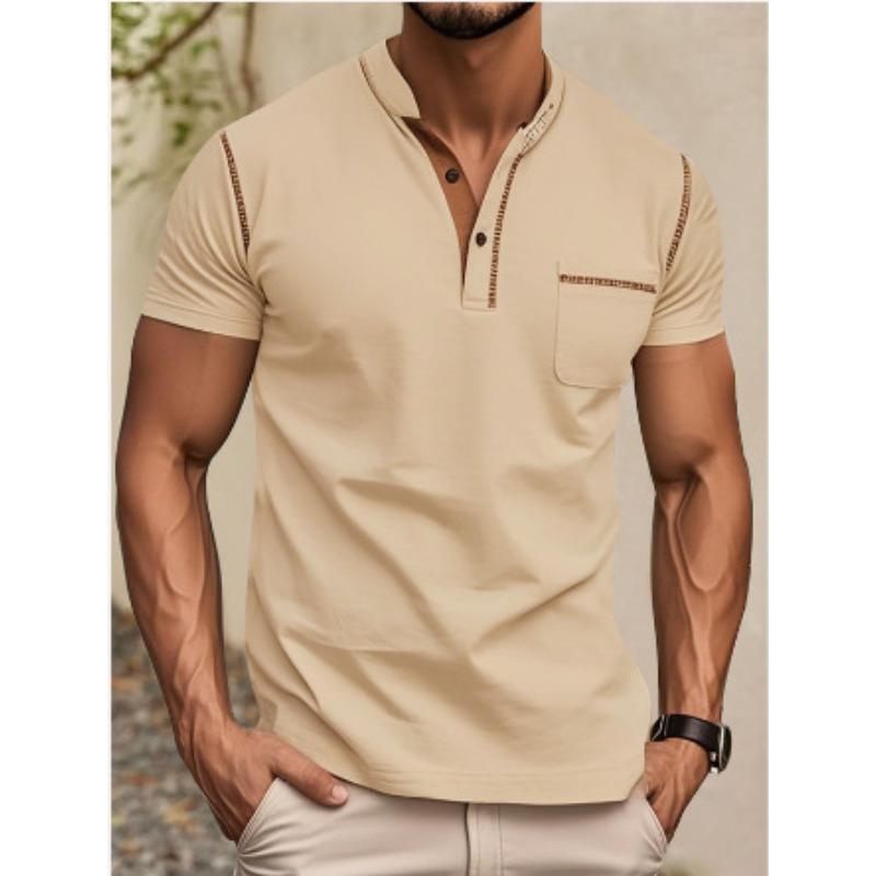 Men's Short Sleeved T-shirt Summer Youth Sports Leisure Quick Drying Stand Up Collar Pearl Cotton Polo Shirt