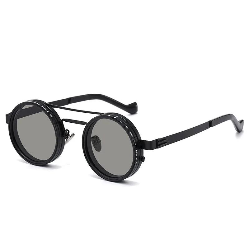 Vintage Round Steampunk Polarized Sunglasses For Men Women Outdoor Sport Goggle ND9-level Adjustable Dimming Sun Glasses UV400