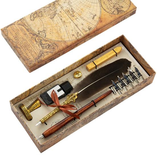 

1 комплект, 0,5 мм, красивый набор гусиных ручек, гладкая медь для письма, удобная ручка, гусиное перо, набор чернил, канцелярские принадлежности 5