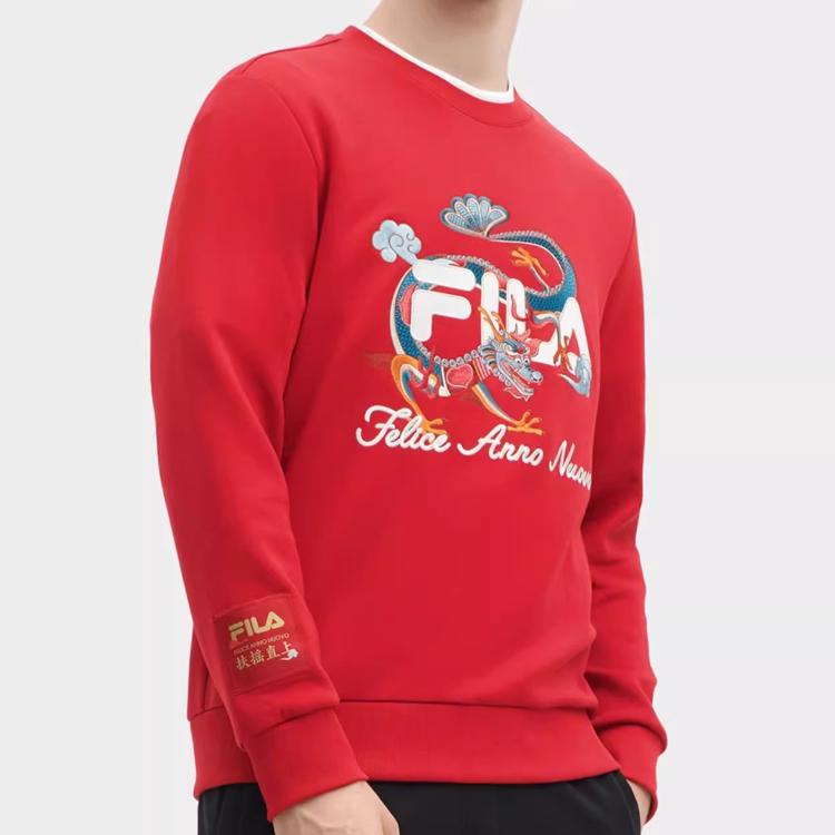 FILA Da Da Long Series Pullover Casual Sweatshirt Unisex sweatshirt F11M419215F-PK