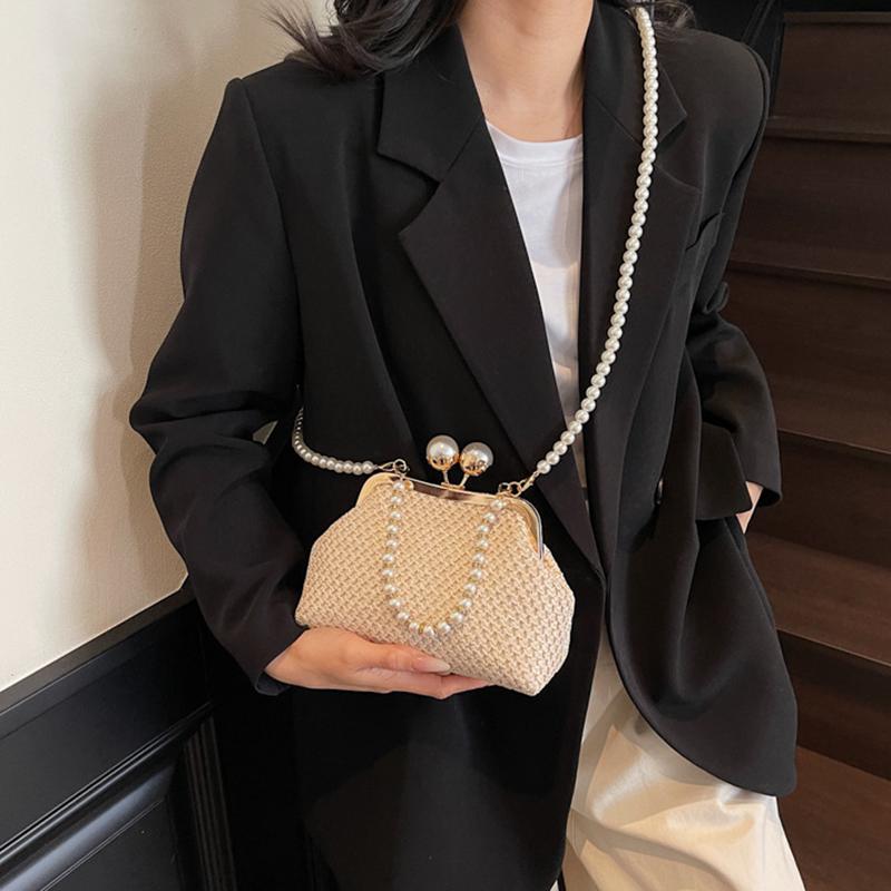 Summer Woven Straw Tote Bag Casual Beach Vacation Women Shoulder Bags Large Capacity Female Handbag KTB