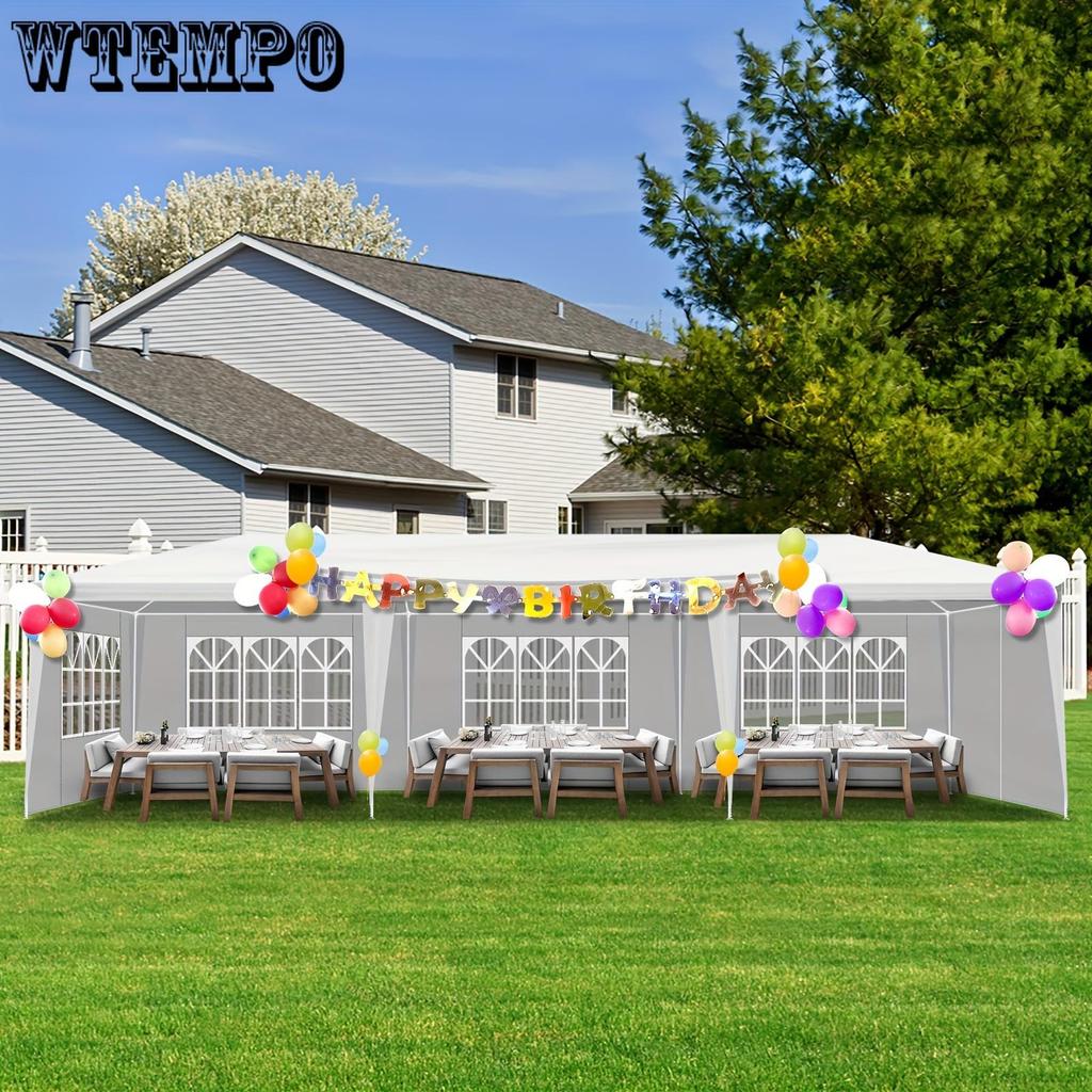 10'x30' Geräumiges Outdoor-Partyzelt - Wasserdichtes Vordach, 8 Abnehmbare Seitenwände, Perfekt für Terrasse, Hochzeit, Pavillon, Gartenveranstaltungen und Versammlungen