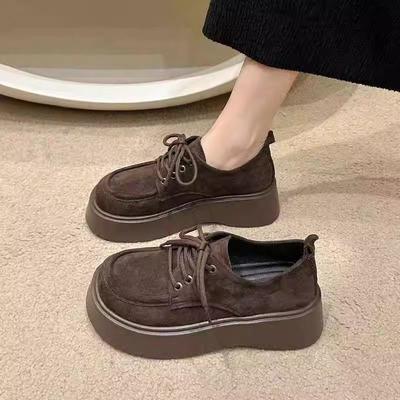 Versatile Birken Thick-soled Lace-up Spring Versatile Muffin Loafers Heightening Soft-soled Single Shoes