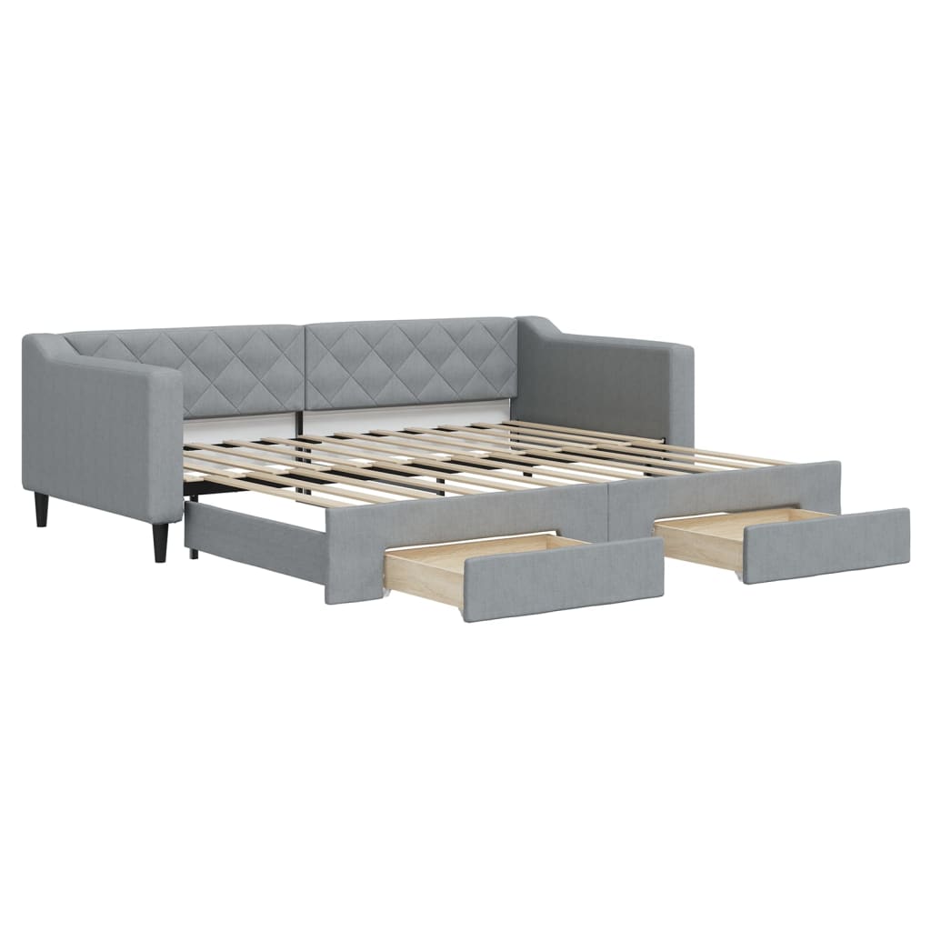 Vidaxl Sofa Rozsuwana Z Szufladami, Jasnoszara, 90X200 Cm, Tkanina