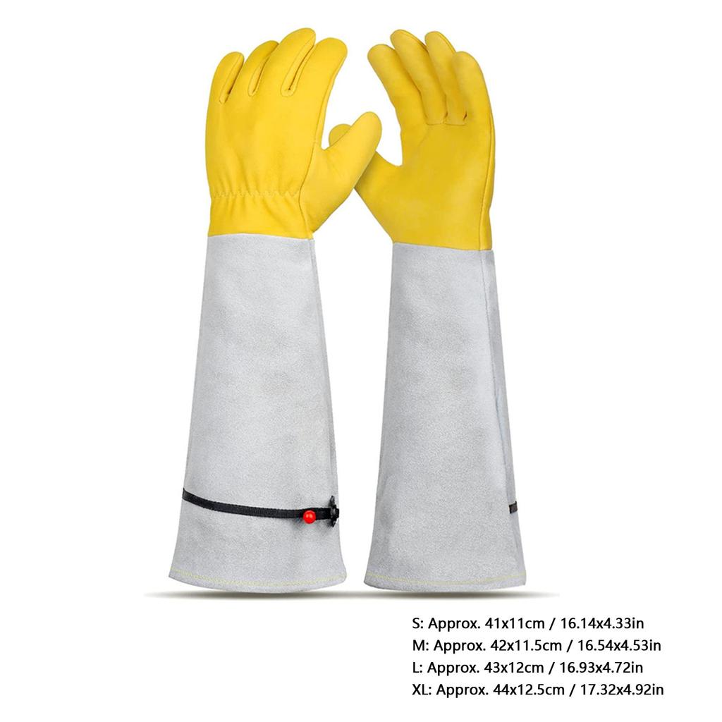 2pcs Rose Pruning Gloves Goatskin Pigskin Leather Anti Slip Thorn Proof Long Gardening Gloves with Elastic Wrist Straps