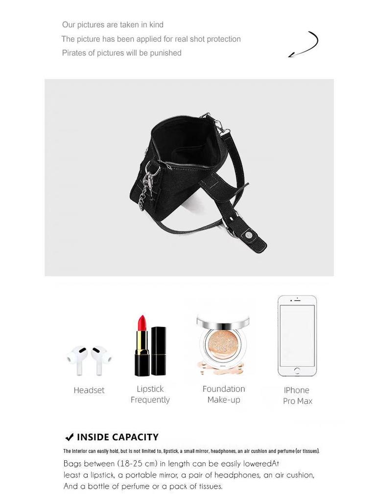 Hot Girl Denim Motorcycle-Style Shoulder Bag: Small, Versatile, Large Capacity Handbag for Women