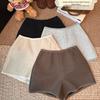 Dicke Woll-High-Waist-Shorts für Damen, Herbst/Winter 2025, Schlankmachende Bootcut A-Linien-Hose mit weitem Bein.