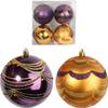 Set of 4 Plastic Baubles with Glitter Decoration 10 Cm - Gold and Purple