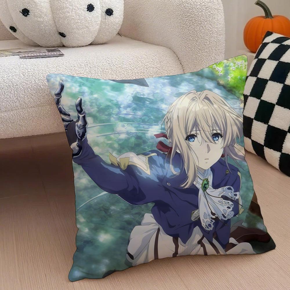 Comely Beautiful VViolet Evergarden Cushion Cover Throw Pillow Cover Hidden Button Durable Polyester Chair Cushion