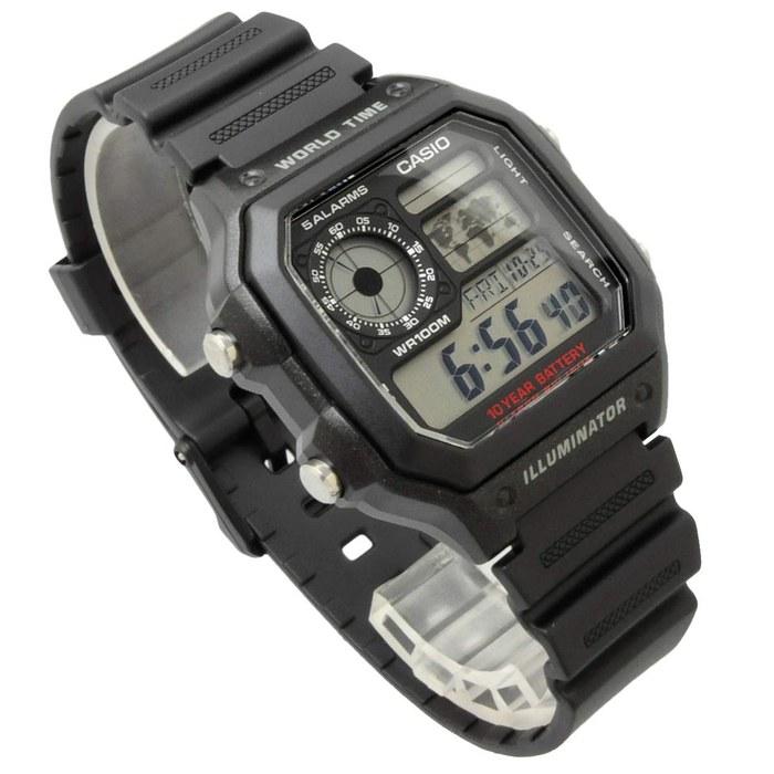 Casio World Time Digital Men's Watch AE-1200WH-1AV Black