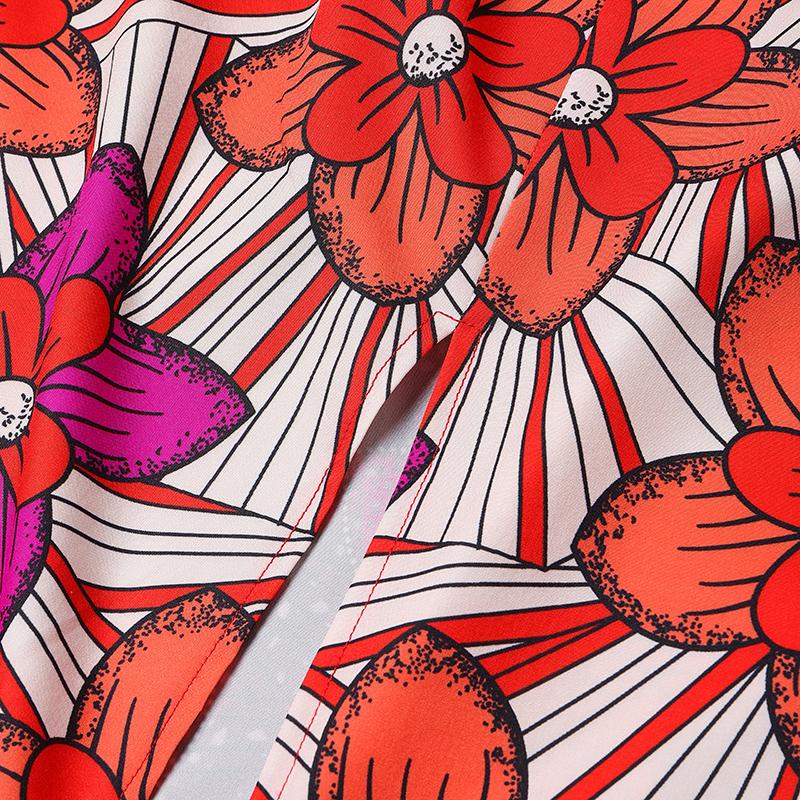 Women Round Neck Plus Size Ruffle Short Sleeve Floral Print Dresses