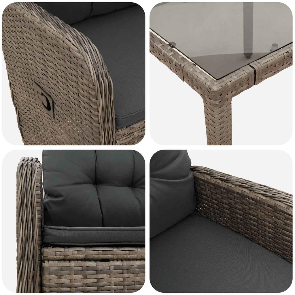 Outdoor Table Set 3 Pcs Light Grey and Dark Grey 90 X 90 X 75 Cm