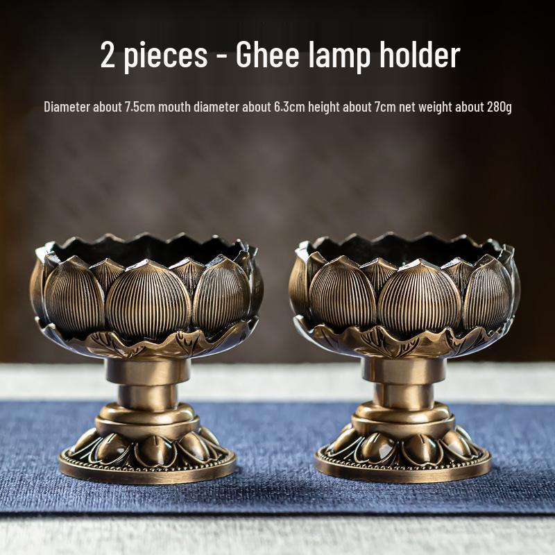 Lotus Metal Candle Holder for Buddha Altar or Home Offering