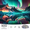 500pcs Puzzle Game - Exercise Endurance and Logical Thinking - Exquisite Jigsaw Puzzle - (Aurora Reflecting on Snowy Peaks, Mirror Lake Embracing Icy