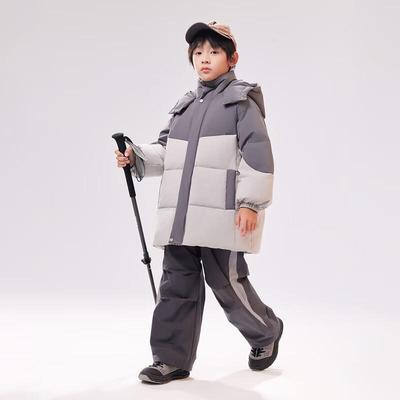 EBAER Kids' Unisex Windproof Warm Hooded Padded Mid-Length Jacket