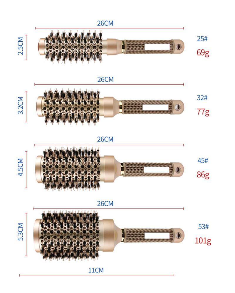 Professional 1PC 4 Size Gold Round Hair Comb Hairdressing Curling Hair Brushes Barrel Comb For Blow Dry Salon Styling Tools