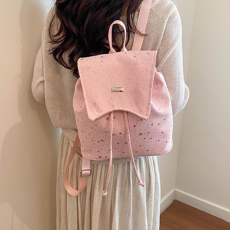 Schoolbag1011 summer new Korean star polka dot retro schoolbag drawstring simple and pure commuter travel backpack