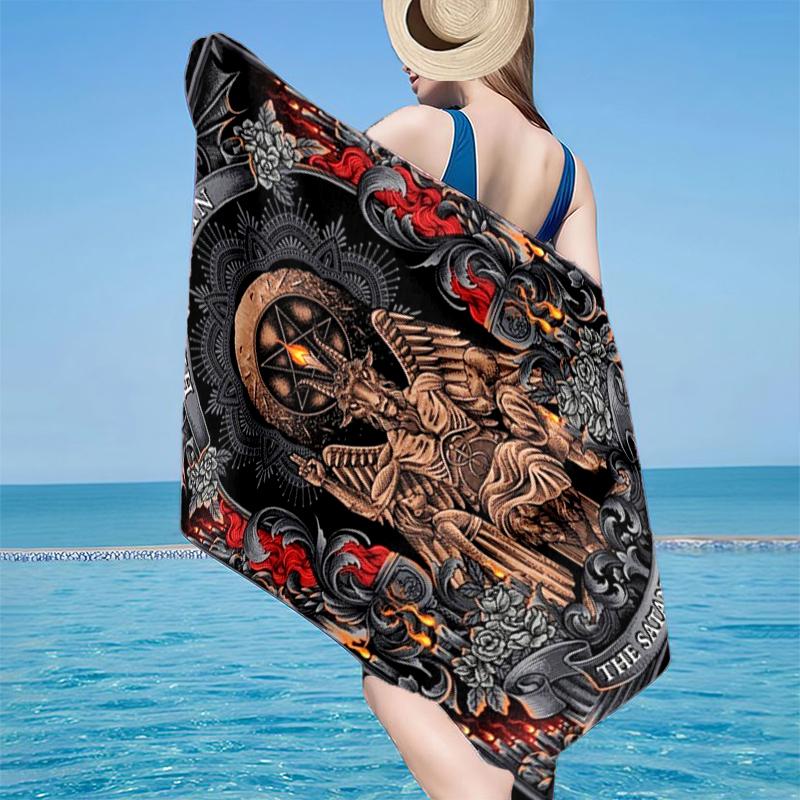 Totenkopf Gotischer Ziegenkopf Strandtuch, Super Weiche Mikrofaser, Geschenk für Sie/Ihn, Geburtstag, für Pool, Strand, Reisen, Heimdekoration Fan Geschenke