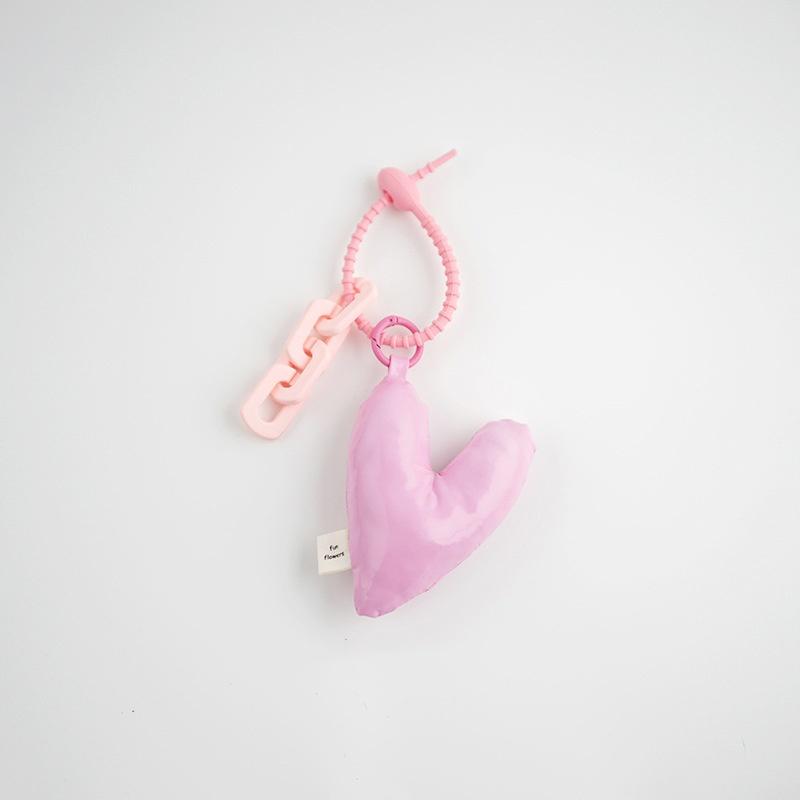 

Simple Cotton Filled Heart-shaped Pendant Key Lanyard Cute Love Heart Confession Keychain Women Niche Design Bag Bag Accessories