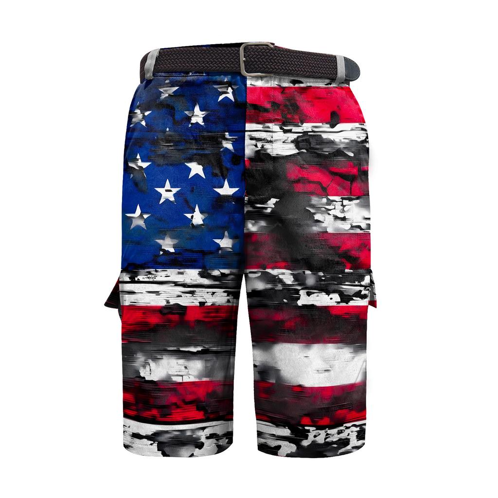 Ανδρικές Βερμούδες Εργασίας με Πολλαπλές Τσέπες και Εκτύπωση για την Ημέρα της Ανεξαρτησίας