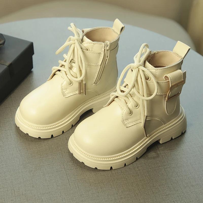 Kids Motorcycle Boots Handsome Fashion Boys Girls Ankle Boots Solid Color Versatile 2024 Brand New Kids Short Boots Soft Sole