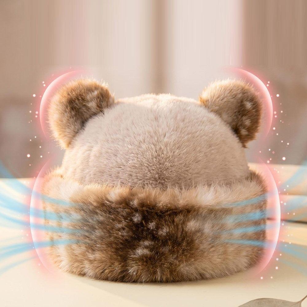 Thicken Fleece Plush Bucket Hat Ear Protection Fluffy Panama Hat Fashion Hooded Beanie  for Women