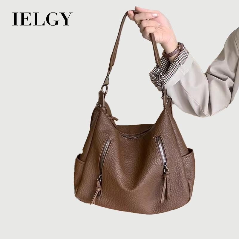 IELGY Korean Niche Underarm Bag Women's Trendy Fashion Retro Portable Tote Bag