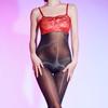 Sexy Lace Tube Top Strapless Bodysuit Ultra-thin Silky Glossy Sheer Temptation Open Crotch Lingerie for Women