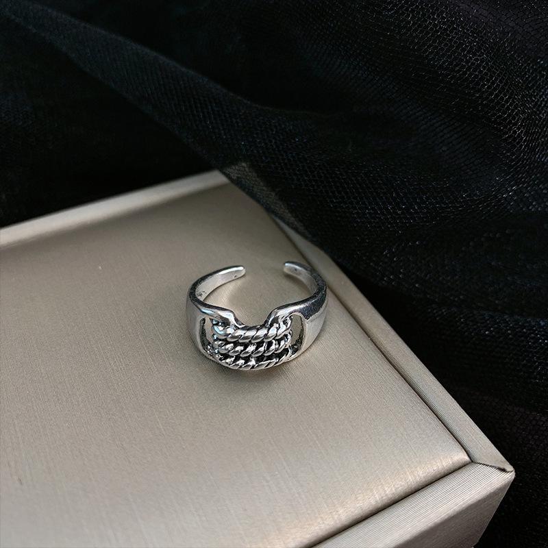 Korean Fashion Metal Ball Shaped Pendant Tassel Ring for Women Double Layer Zircon Retro Cross Adjustable Rings Party Jewelry