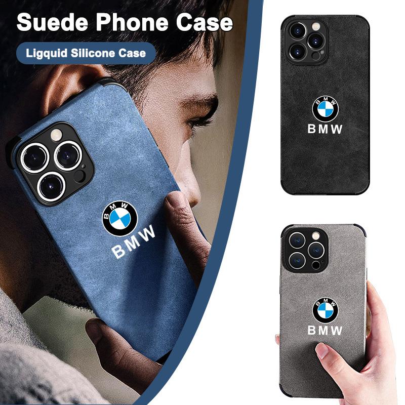 B-BMW-B LOGO Suede All-inclusive Phone Case Protector Cover For BMW for iPhone 11 12 13 14 15 16 17Pro X XR XS Max Mini 7 8 Plus xkzh98