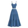 Women Solid Color Dress Set Camisole Top and A-line Long Skirt