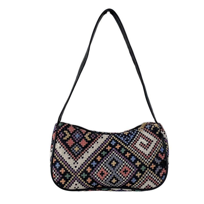 Chic Color Block Design Handbag For Everyday Use With Spacious Nylon Lining