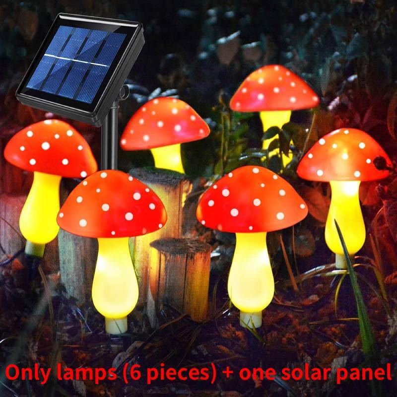 Solar Mushroom String Lights Outdoor Garden Decor Decorative Lamp For Holidays Red