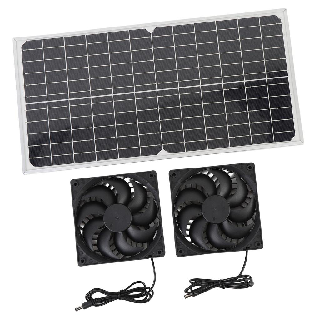 80W Double Solar Exhaust Fan with Monocrystalline Silicon Panel IPX7 Rain Proof High Speed Low Noise 6.7in Solar Ventilation Fan for Pet House
