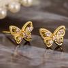 Fashion Female Earrings  Sterling Silver Butterfly Shaped Inlaid Cubic Zircon Earrings for Women  Girlfriend Gift