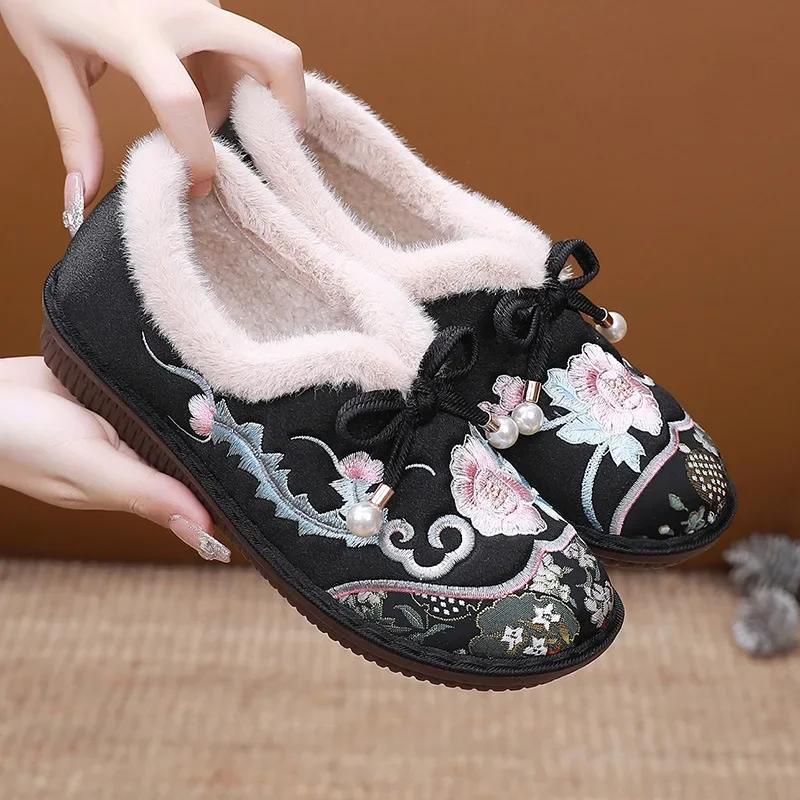 

2024 Горячая Распродажа Новые Старые Пекинские Тканевые Туфли Плюс Утепленные Теплые Хлопковые Туфли Нескользящая Мягкая Подошва Женские Хлопковые Ботинки 41 чёрный