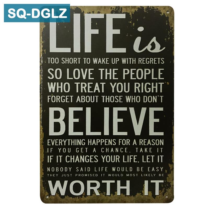 

[SQ-DGLZ] Hot LIFE Is BELICEVE металлический знак Ретро магазин Настенный декор винтажные изделия из металла домашний декор живопись таблички художественный постер