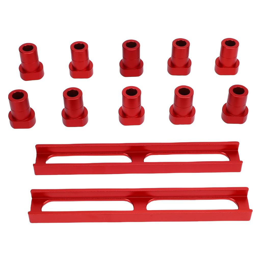 10Pcs Bench Dogs Non Slip Clamps Aluminum Alloy Woodworking Workbench Stops 20mm Dia with 2Pcs Base Red