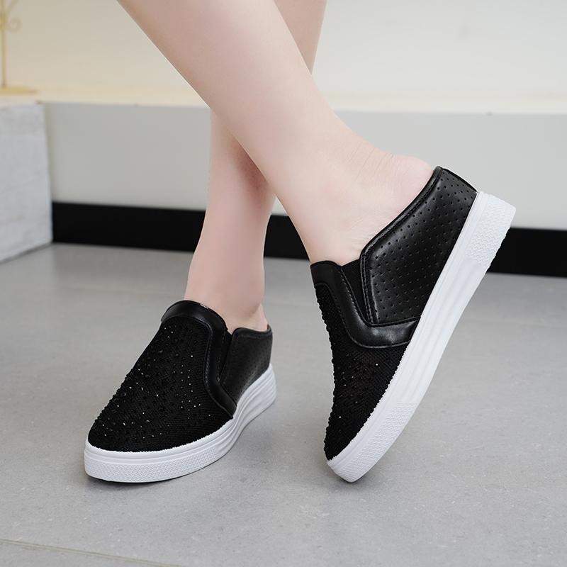 Fashion Summer New Elegant Height Increasing Casual Slippers for Women Fashionable and Comfortable Mesh Breathable Sports Half Slippers