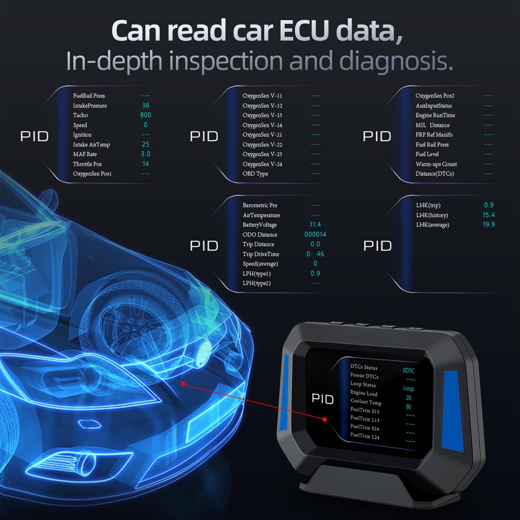 Multi-Functions Trip Computer P21   Car Gauge, OBD  Diagnostic and Slope Meter Speedometer Safe Driving Computer Overspeed Alarm for All