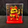 Solar-Powered Waving Maneki-neko Ornament, 2-Inch, Attracts Wealth for Office Desk or Cashier Counter Decoration